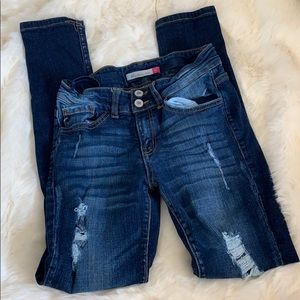 KanCan size 14 girls Dark Denim distressed Jeans